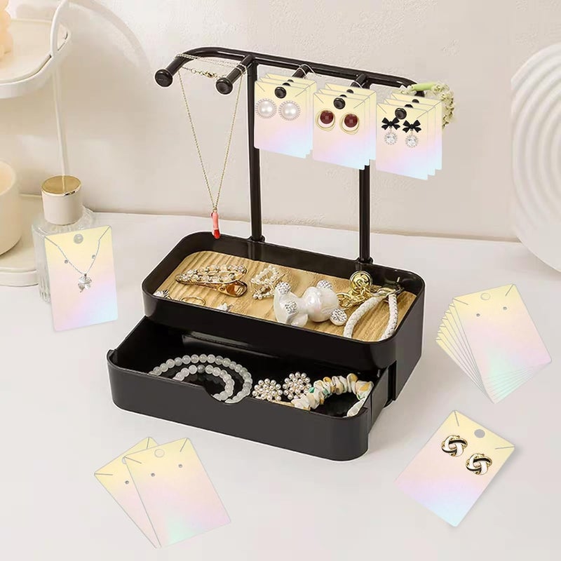fuceury 150 pcs Holographic Earring Display Card Holder 300 Pcs Backs and 150 Jewelry Packaging Bags for Earring Necklace Jewelry Cards - Image 5